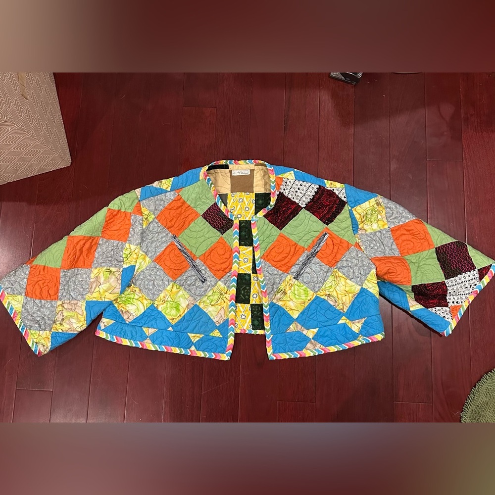 Custom Colorful Patchwork Quilted Jacket - image 1